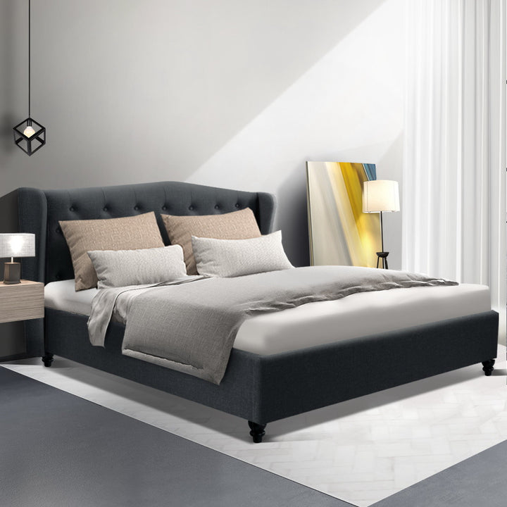 P&F FabSeries Pier Bed Frame Fabric - Charcoal Queen