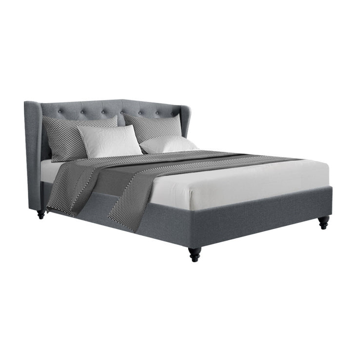 P&F FabSeries Pier Bed Frame Fabric - Grey Queen