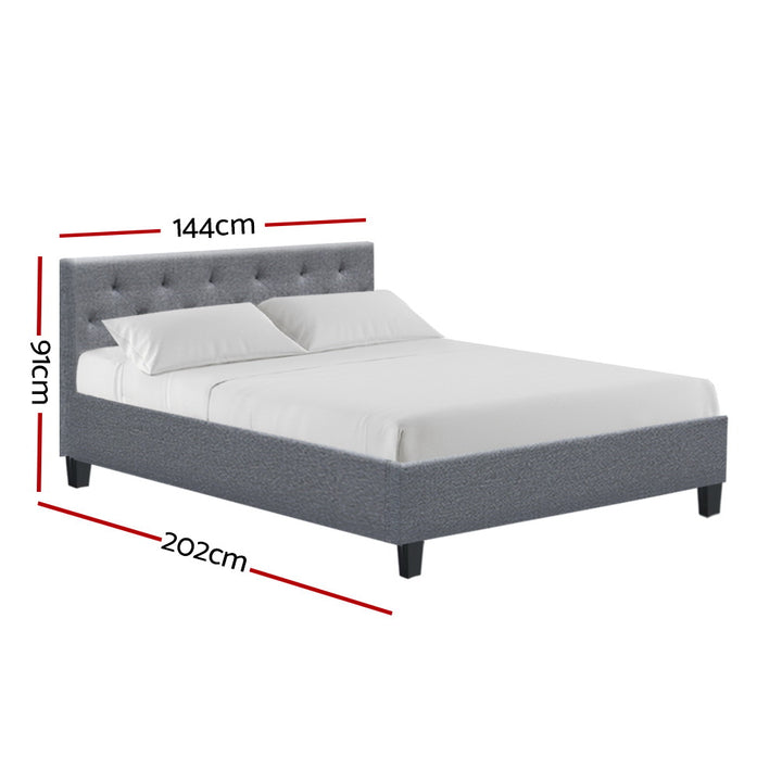 P&F SkyWay Vanke Bed Frame Fabric- Grey Double