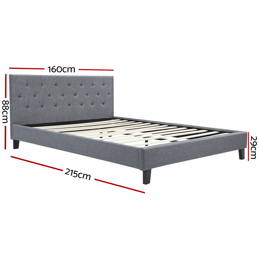 P&F SkyWay Vanke Bed Frame Fabric- Grey Queen