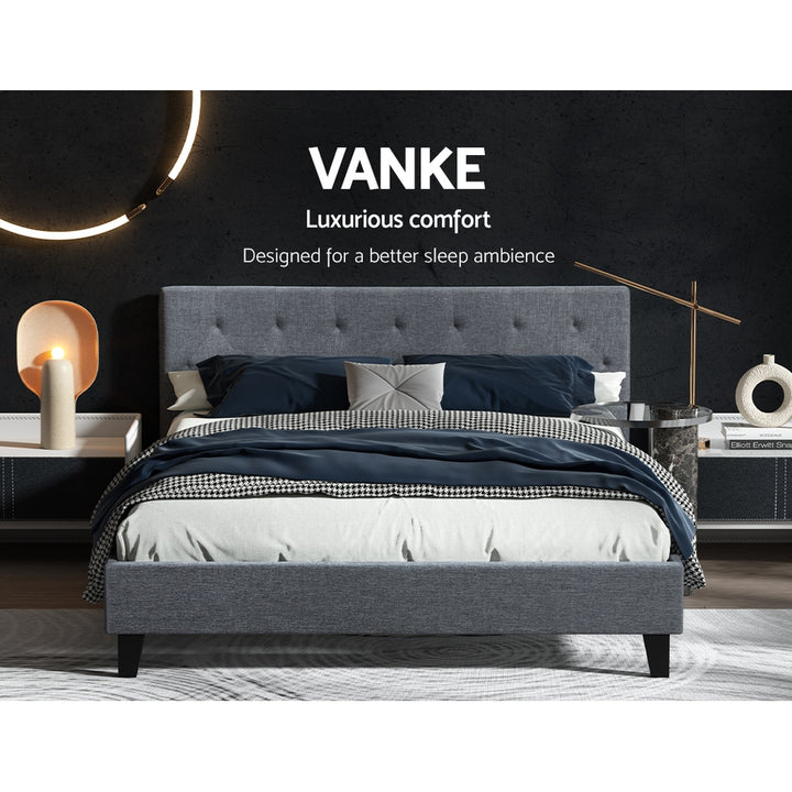 P&F SkyWay Vanke Bed Frame Fabric- Grey Queen