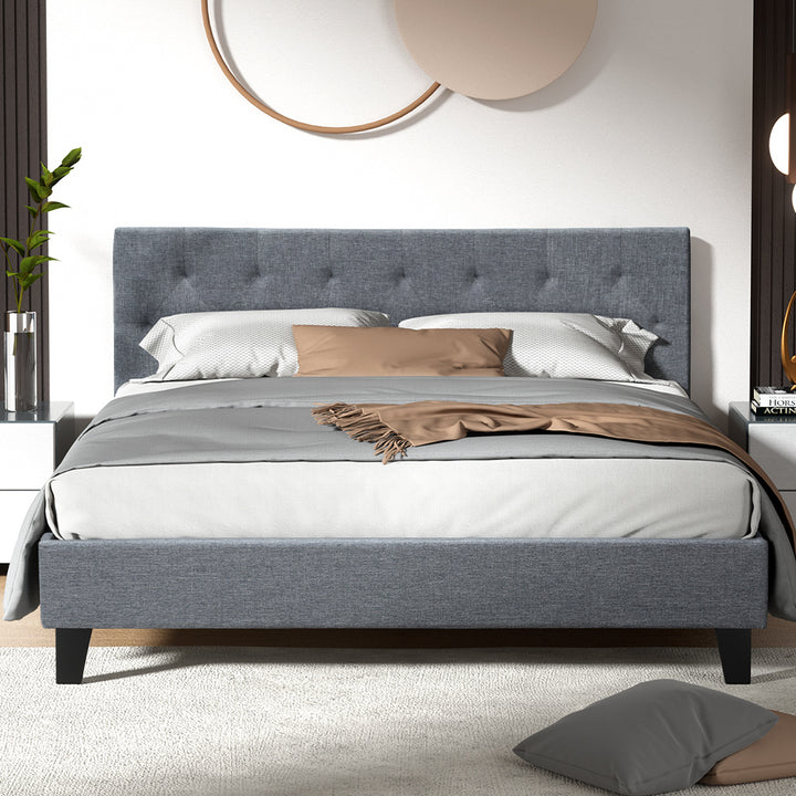 P&F SkyWay Vanke Bed Frame Fabric- Grey Queen