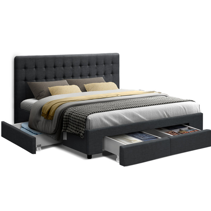 P&F FabSeries Avo Bed Frame Storage Drawers - Charcoal King