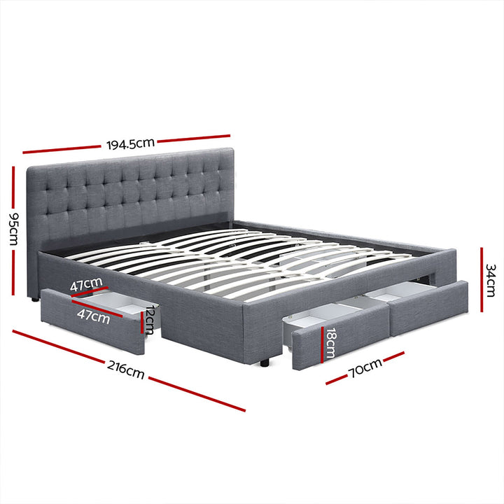 P&F FabSeries Avo Bed Frame Storage Drawers - Grey King