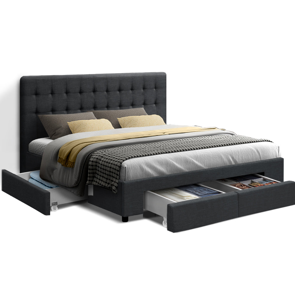 P&F FabSeries Avo Bed Frame Storage Drawers - Charcoal Queen