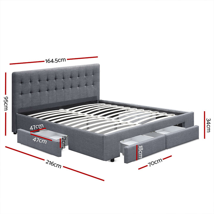 P&F SkyWay Avio Bed Frame Storage Drawers - Grey Queen