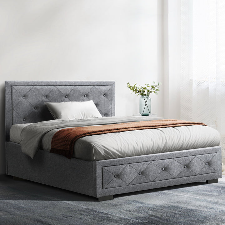 P&F FabSeries Bed Frame King Single Size Gas Lift Base With Storage Mattress Fabric