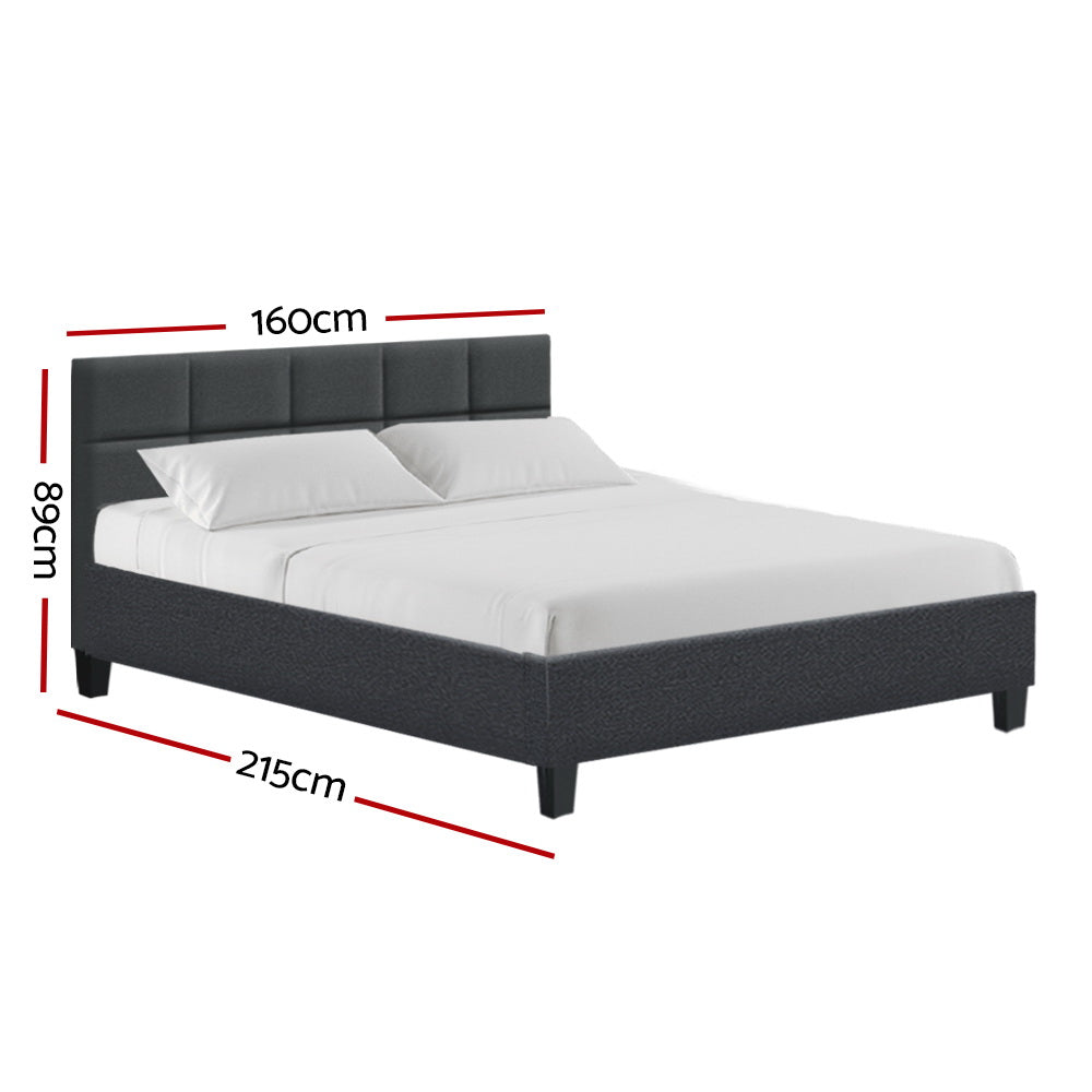 P&F FabSeries Queen Size Charcoal Fabric Bed Frame