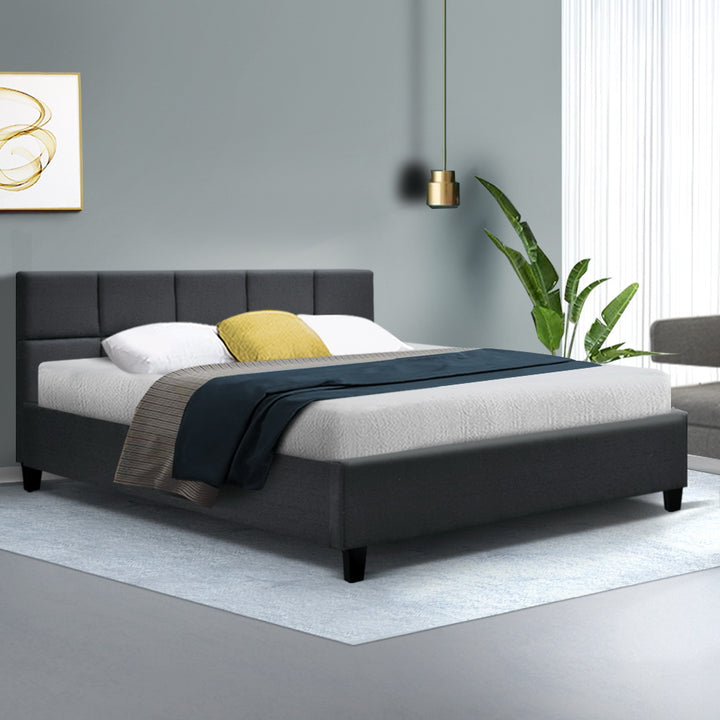 P&F FabSeries Queen Size Charcoal Fabric Bed Frame