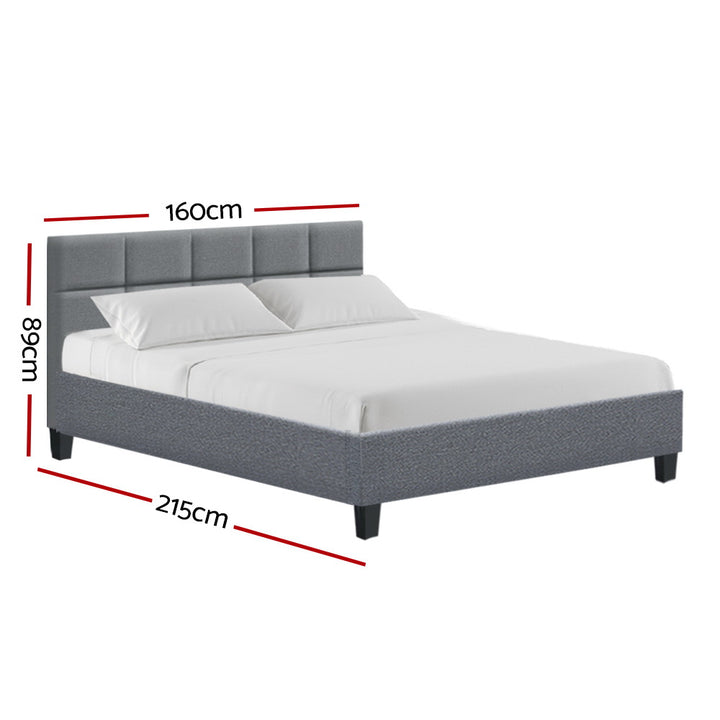 P&F FabSeries Tino Bed Frame Queen Size Grey Fabric