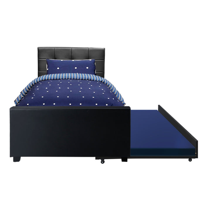 P&F DreamStyle Bed Frame King Single Size Black Leather