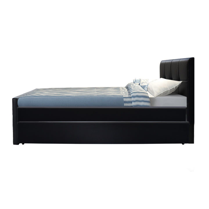 P&F DreamStyle Bed Frame King Single Size Black Leather