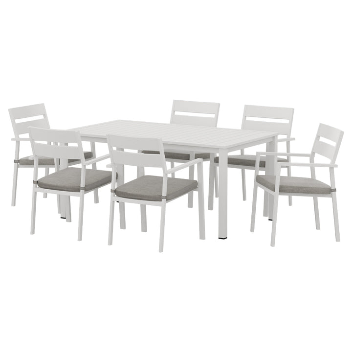 P&F ZennHome 7 Piece Outdoor Dining Set Aluminum 6-seater