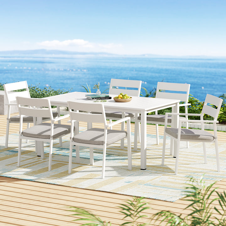 P&F ZennHome 7 Piece Outdoor Dining Set Aluminum 6-seater