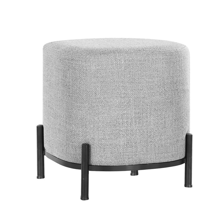P&F SkyWay Square Foot Stool Faux Linen Fabric Ottoman Foot Rest Padded Seat Grey