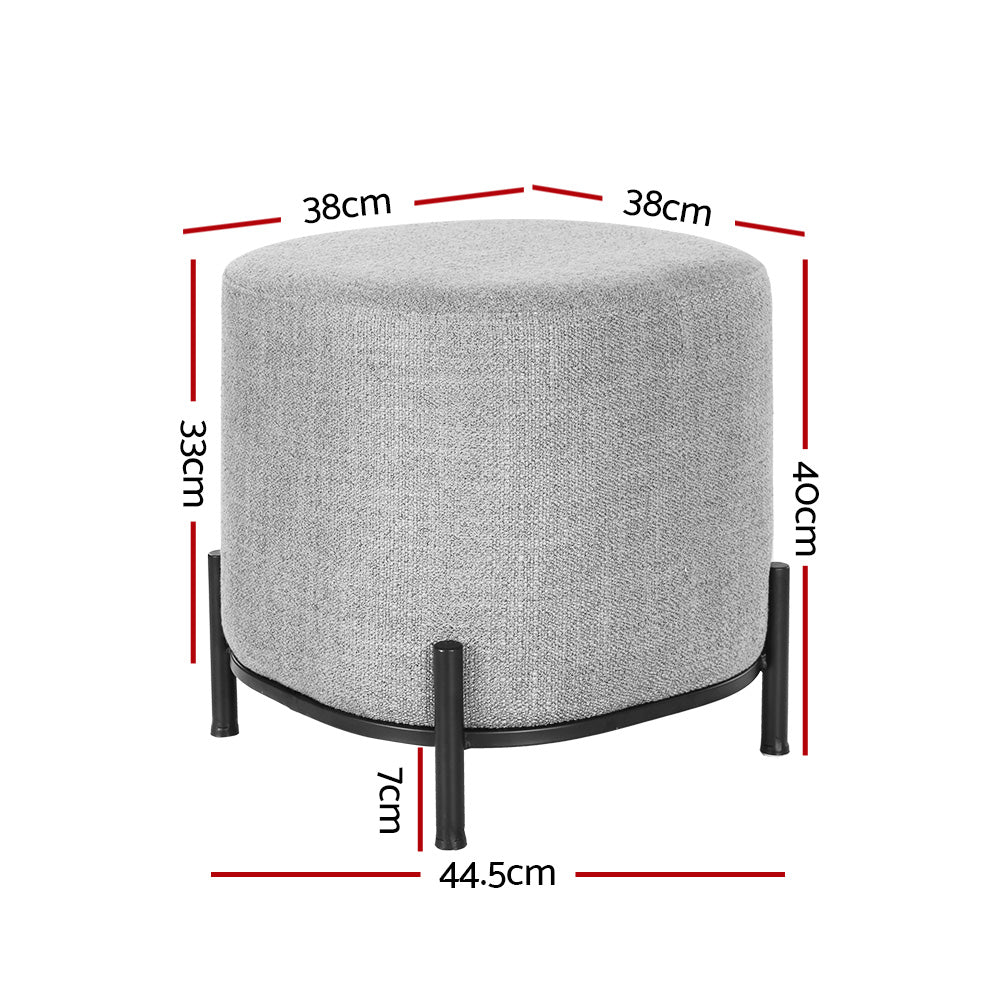 P&F SkyWay Square Foot Stool Faux Linen Fabric Ottoman Foot Rest Padded Seat Grey