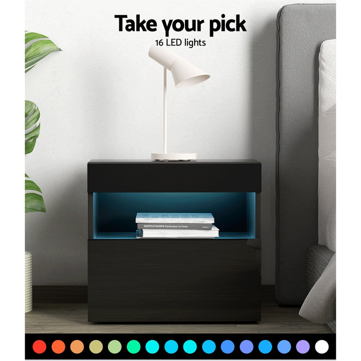 P&F SkyWay Bedside Table LED - HERES Black