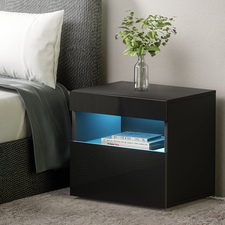 P&F SkyWay Bedside Table LED - HERES Black