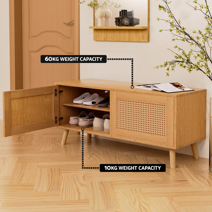 P&F SkyWay Shoe Bench Up to 10 Pairs Rattan Starlyn