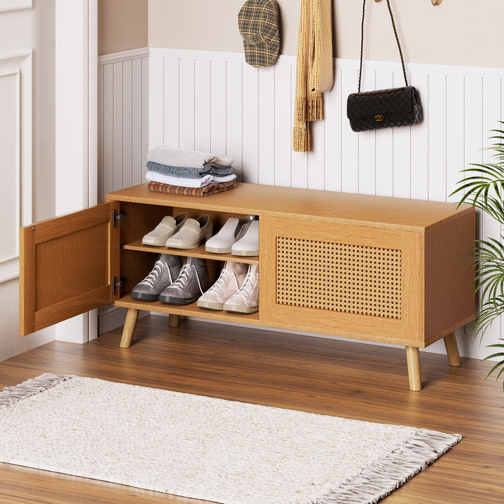 P&F SkyWay Shoe Bench Up to 10 Pairs Rattan Starlyn