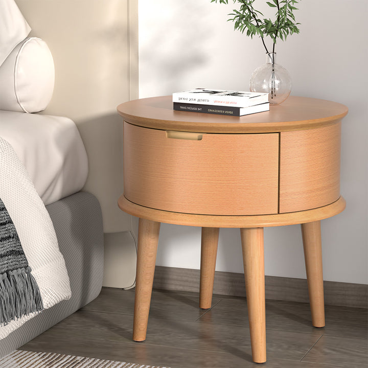 P&F SkyWay Bedside Table Curved Drawers Side End Table Nightstand Legs Bedroom Oak