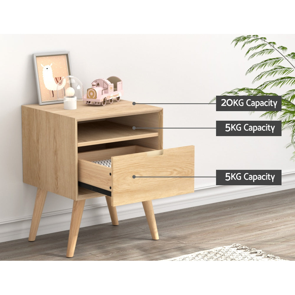 P&F SkyWay Bedside Table Ash wood