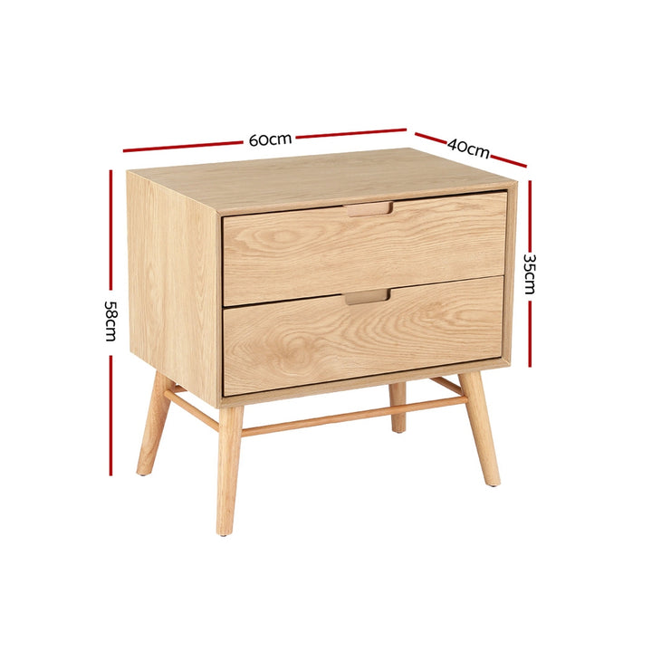 P&F SkyWay Bedside Table 2 Drawers Side Table