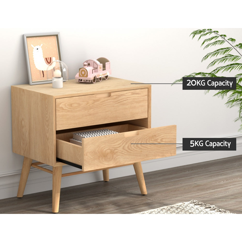 P&F SkyWay Bedside Table 2 Drawers Side Table