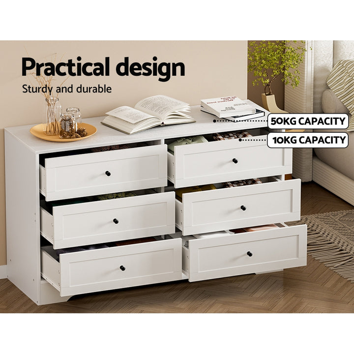 P&F SkyWay 6 Chest of Drawers Cabinet Dresser Table Tallboy Storage Bedroom White