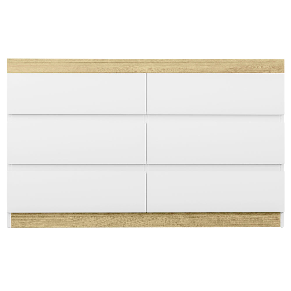 P&F ZennHome 6 Chest of Drawers Cabinet Dresser Table Tallboy Storage Bedroom White