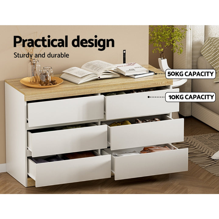 P&F ZennHome 6 Chest of Drawers Cabinet Dresser Table Tallboy Storage Bedroom White