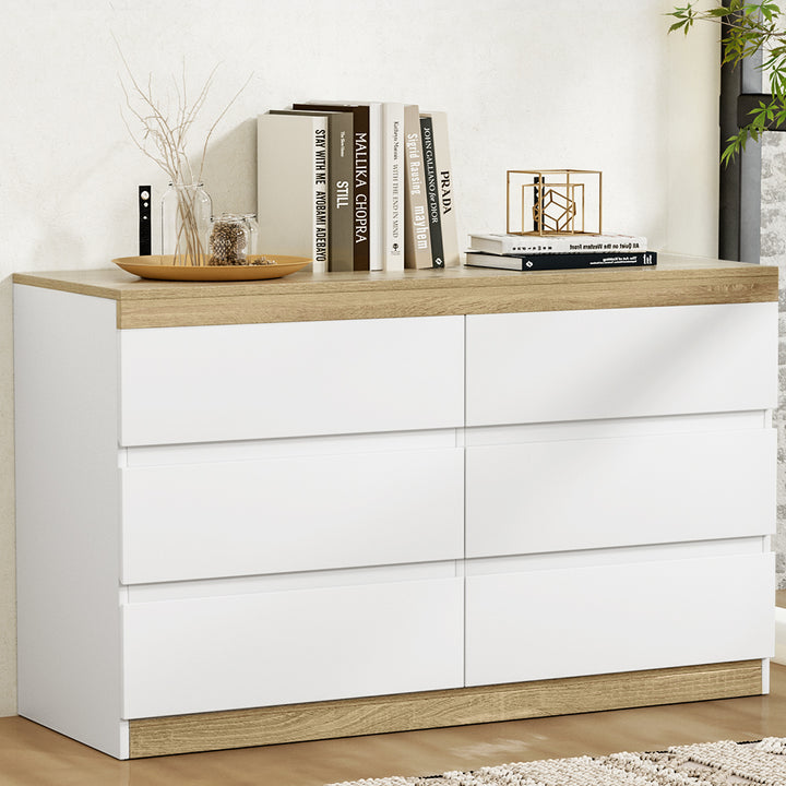 P&F ZennHome 6 Chest of Drawers Cabinet Dresser Table Tallboy Storage Bedroom White