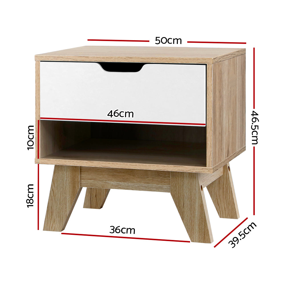 P&F ZennHome Bedside Table Drawer Nightstand Side Table