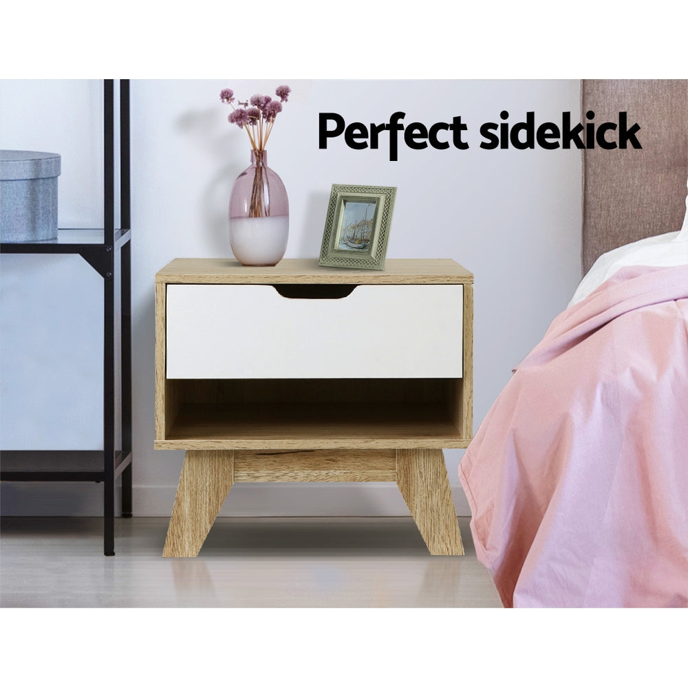 P&F ZennHome Bedside Table Drawer Nightstand Side Table