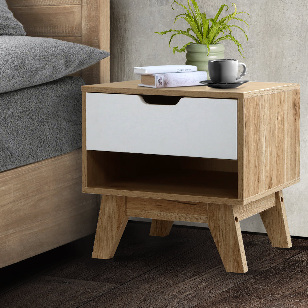 P&F ZennHome Bedside Table Drawer Nightstand Side Table