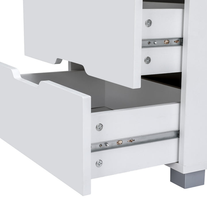 P&F SkyWay Wireless Smart Bedside Table 3 Drawers with Wireless Charging LED White