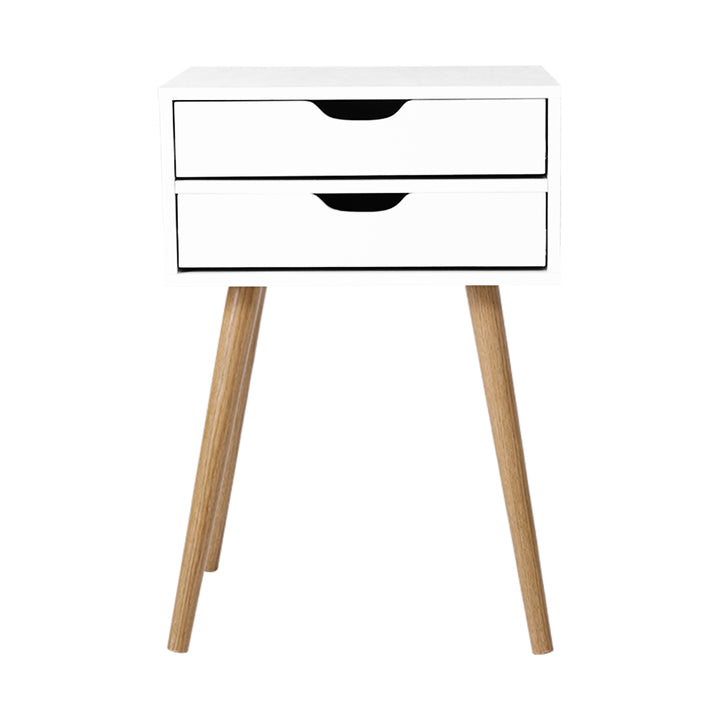 P&F SkyWay Bedside Table 2 Drawers - BODIE White