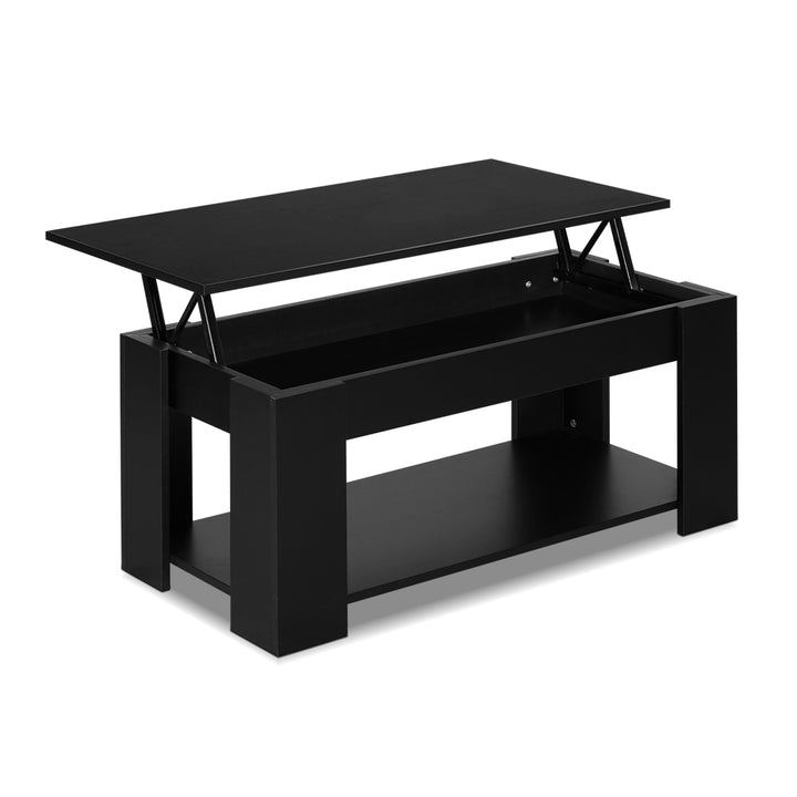 P&F SkyWay Lift Up Top Coffee Table Storage Shelf Black