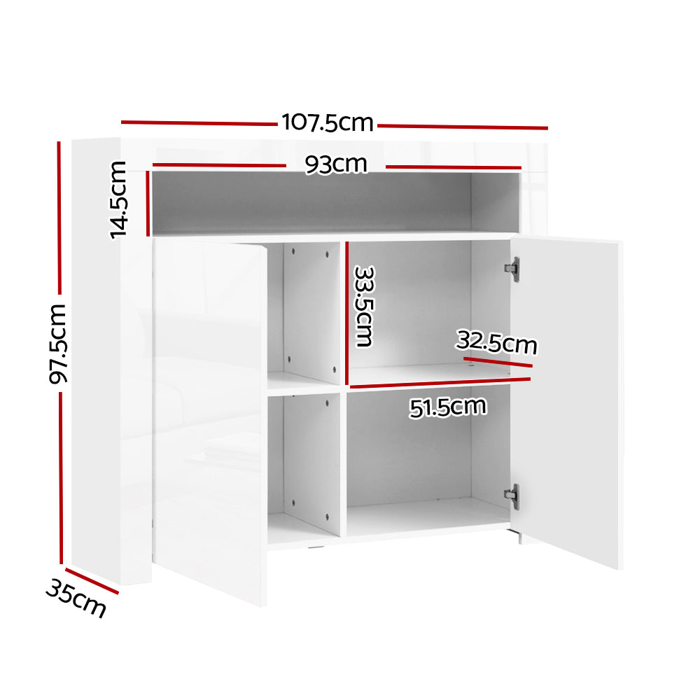 P&F SkyWay Buffet Sideboard LED High Gloss White