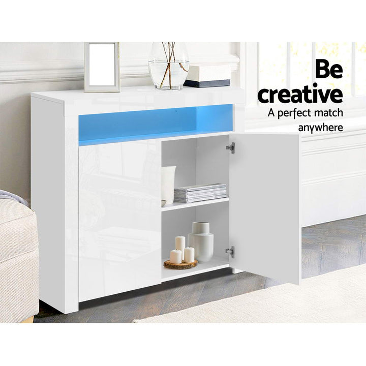 P&F SkyWay Buffet Sideboard LED High Gloss White