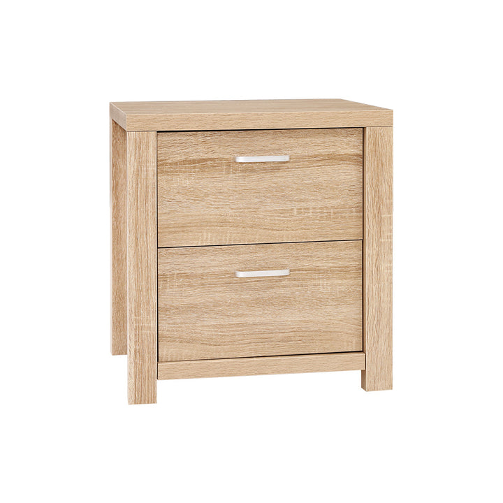 P&F ZennHome Bedside Table 2 Drawers - Nat Pine