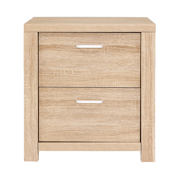 P&F ZennHome Bedside Table 2 Drawers - Nat Pine