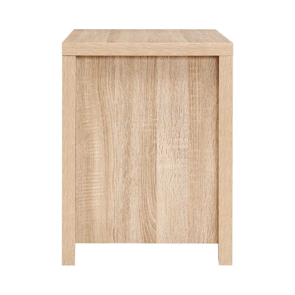 P&F ZennHome Bedside Table 2 Drawers - Nat Pine