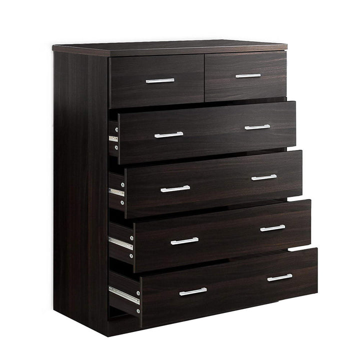 P&F SkyWay Tallboy 6 Drawers Storage Cabinet - Walnut