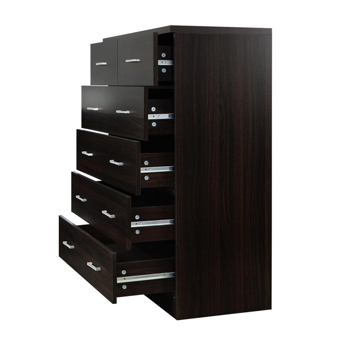 P&F SkyWay Tallboy 6 Drawers Storage Cabinet - Walnut