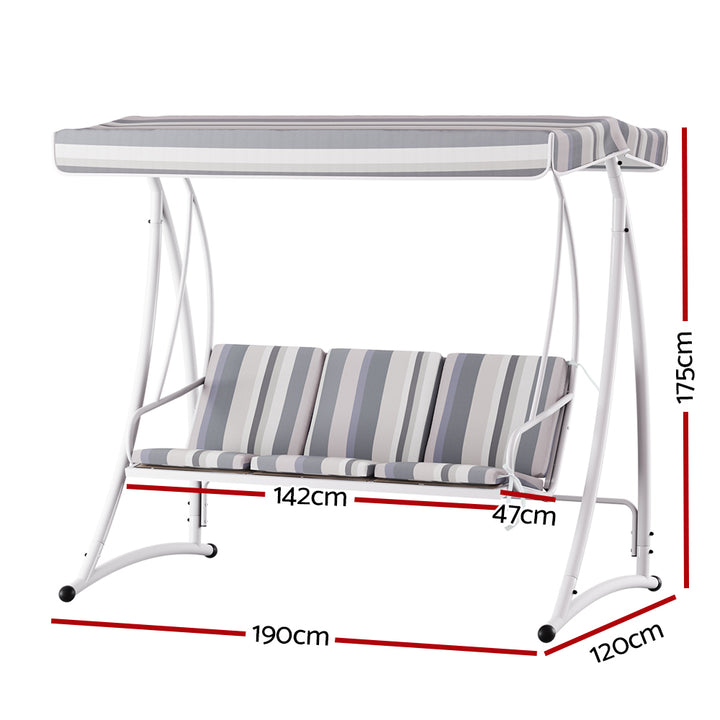 P&F ZennHome Outdoor Swing Chair Garden Bench 3 Seater Canopy Cushion Furniture