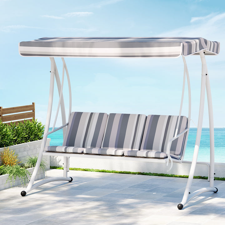 P&F ZennHome Outdoor Swing Chair Garden Bench 3 Seater Canopy Cushion Furniture