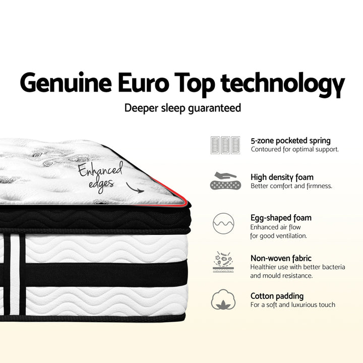 P&F SleepNice Bedding Euro Top Pocket Spring Mattress 34cm Thick Double