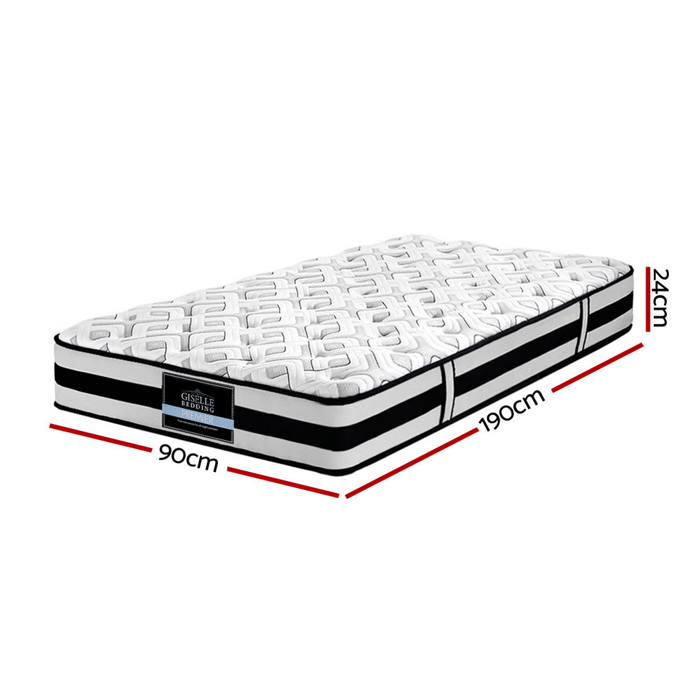 P&F SleepNice Bedding Rumba Tight Top Pocket Spring Mattress 24cm Thick Single