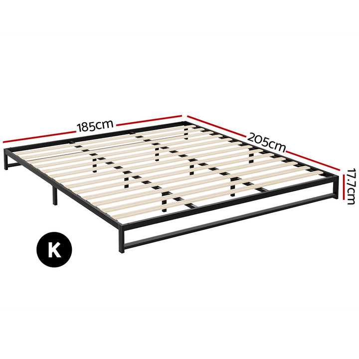 P&F ZennHome Metal Bed Frame King Size Bed Black